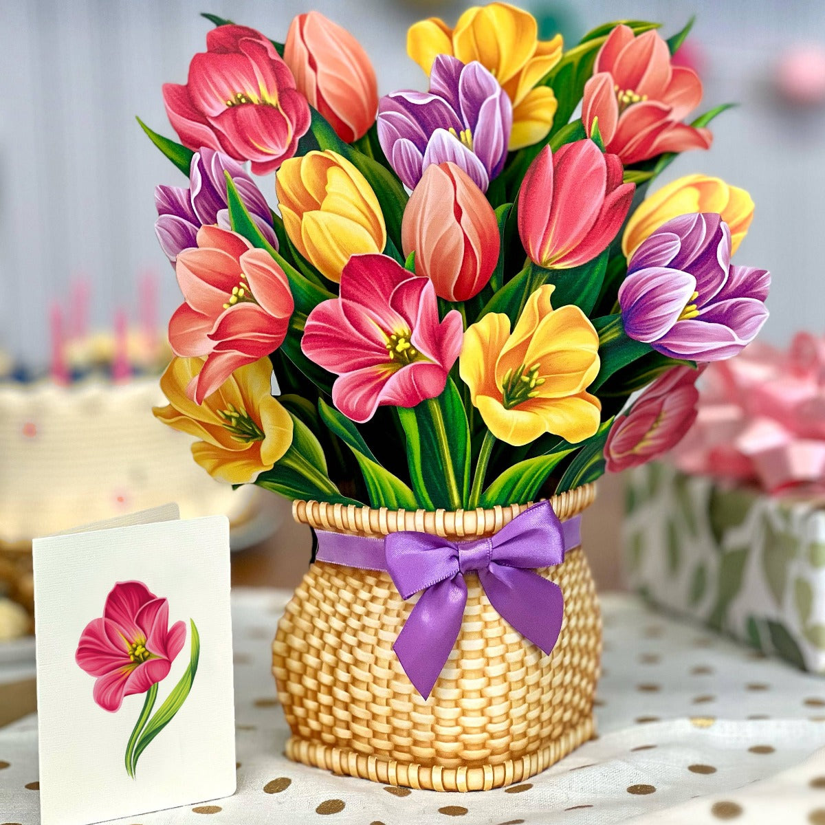 Festive Tulips Pop-up Greeting Card- A perfect gift Media 1 of 2