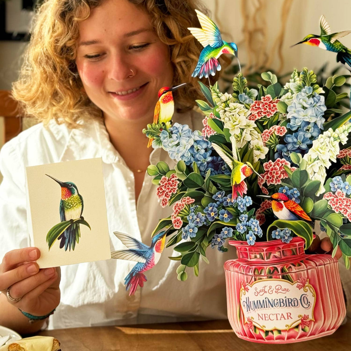 Hummingbird Oasis Pop-up Greeting Card- The perfect card1