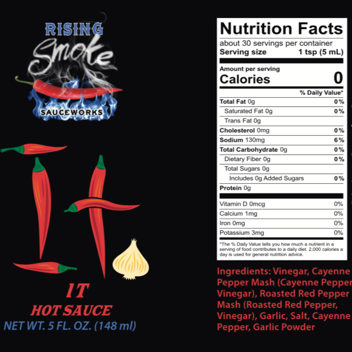 It Hot Sauce- Medium heat cayenne and garlic table sauce.