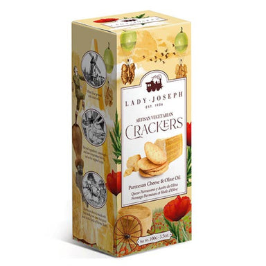 Artisan Parmesan and Olive Oil Crackers , lady joseph, olive and basket