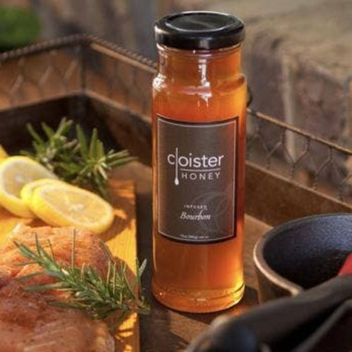 Cloister Honey - Bourbon Infused Honey 12oz.  Cloister Honey Sweets & Desserts Olive & Basket
