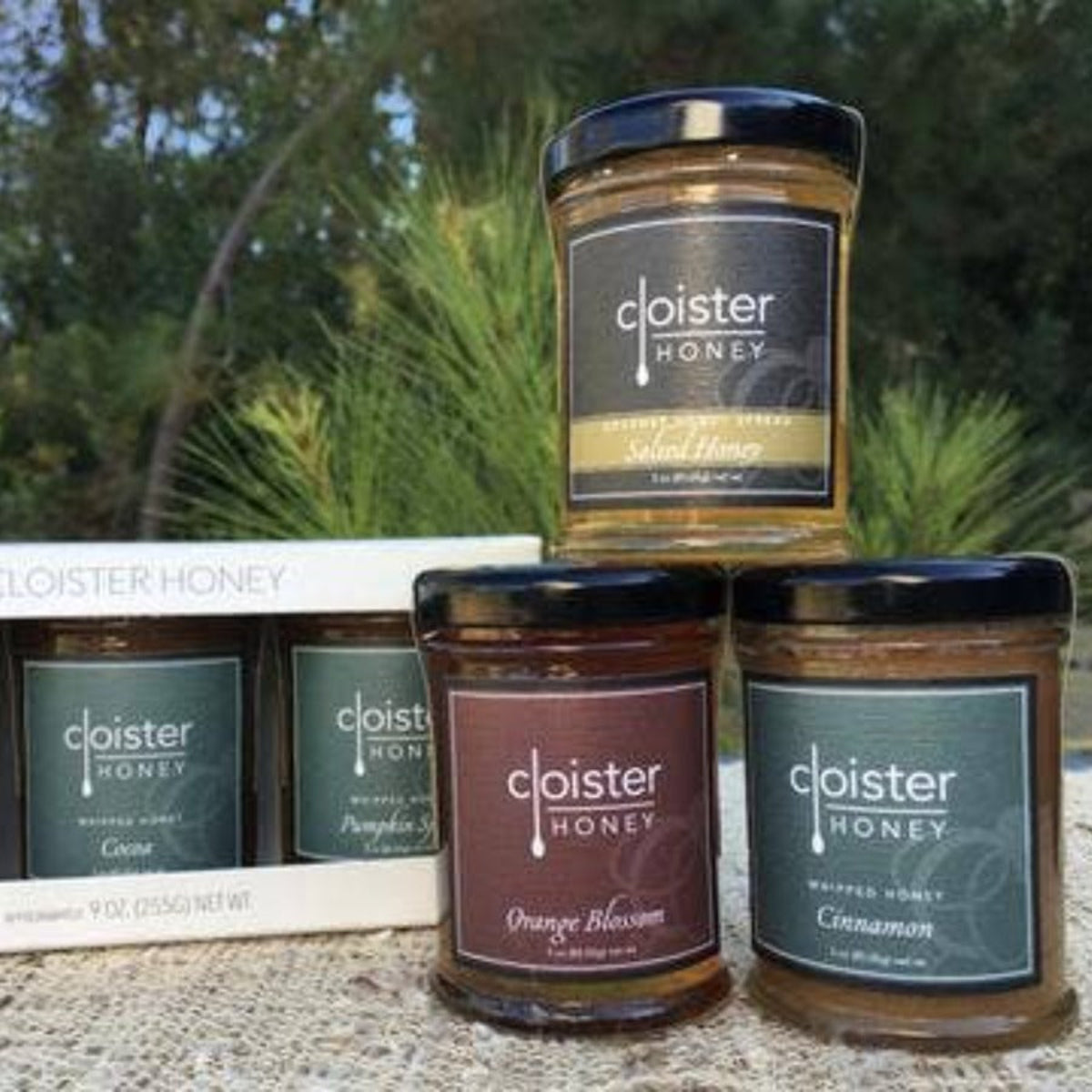 Honey Trio Set- Bourbon, Cinnamon, and Salted Honey  Cloister Honey Sweets & Desserts Olive & Basket