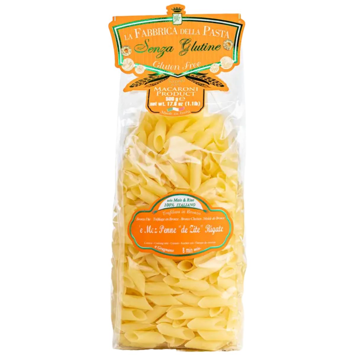 Gluten Free Mezze Penne Rigate by La Fabbrica della Pasta, olive and basket, zia pia