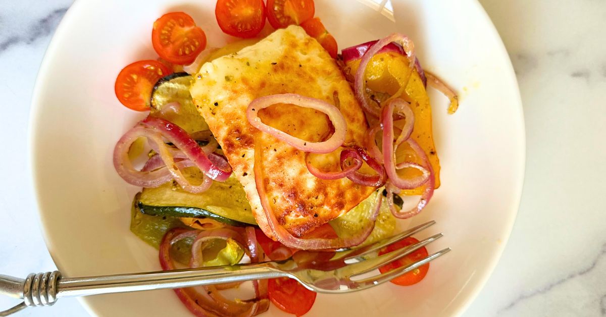 Oven Roasted Halloumi Salad with Greek Seasoning Olive Oil and Meyer Lemon White Balsamic Vinegar