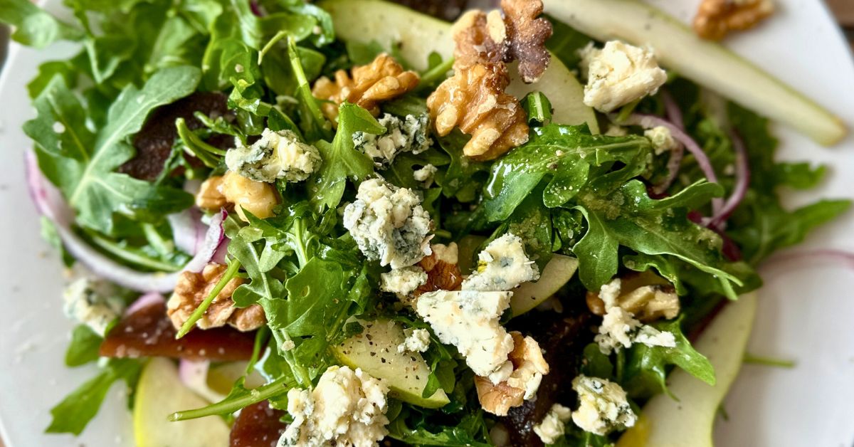 Pear and Roasted Beet Salad with Lemon Pear Dressing