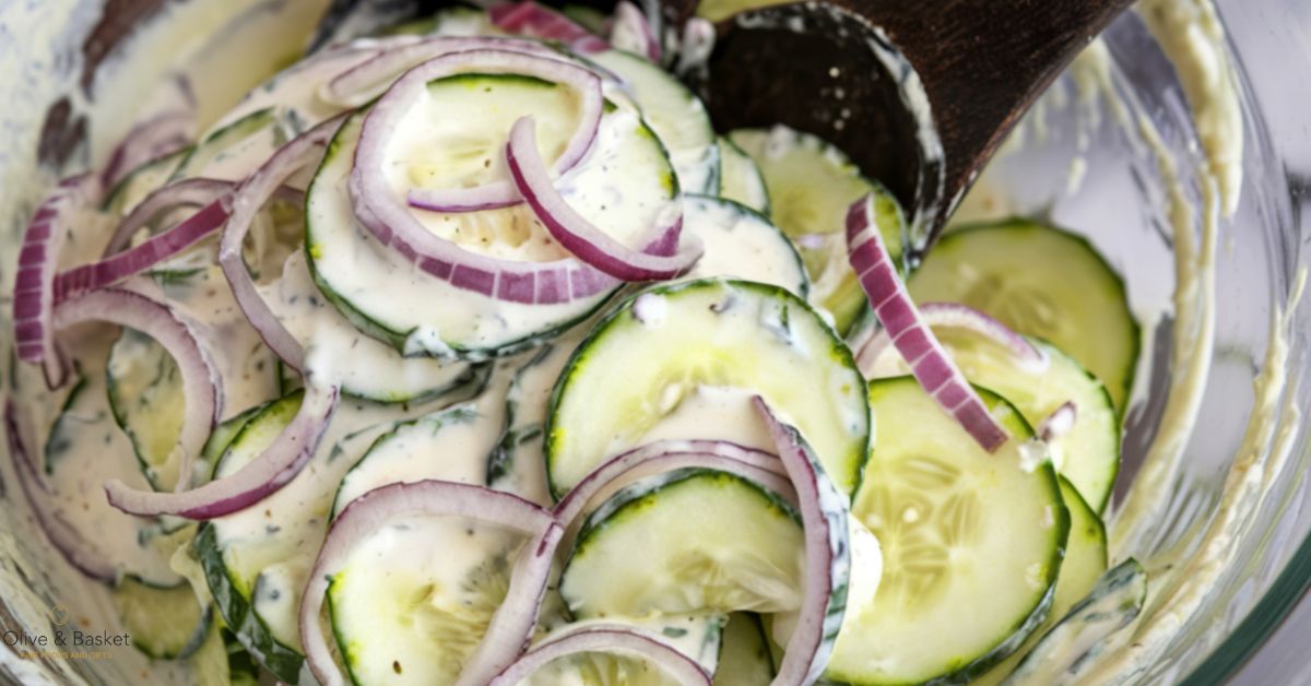 Creamy Cucumber Salad with Meyer Lemon EVOO and Lemon Cucumber Vinegar