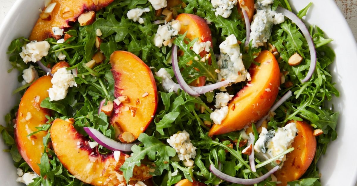 Peach Arugula Salad with Lime and Peach Dressing