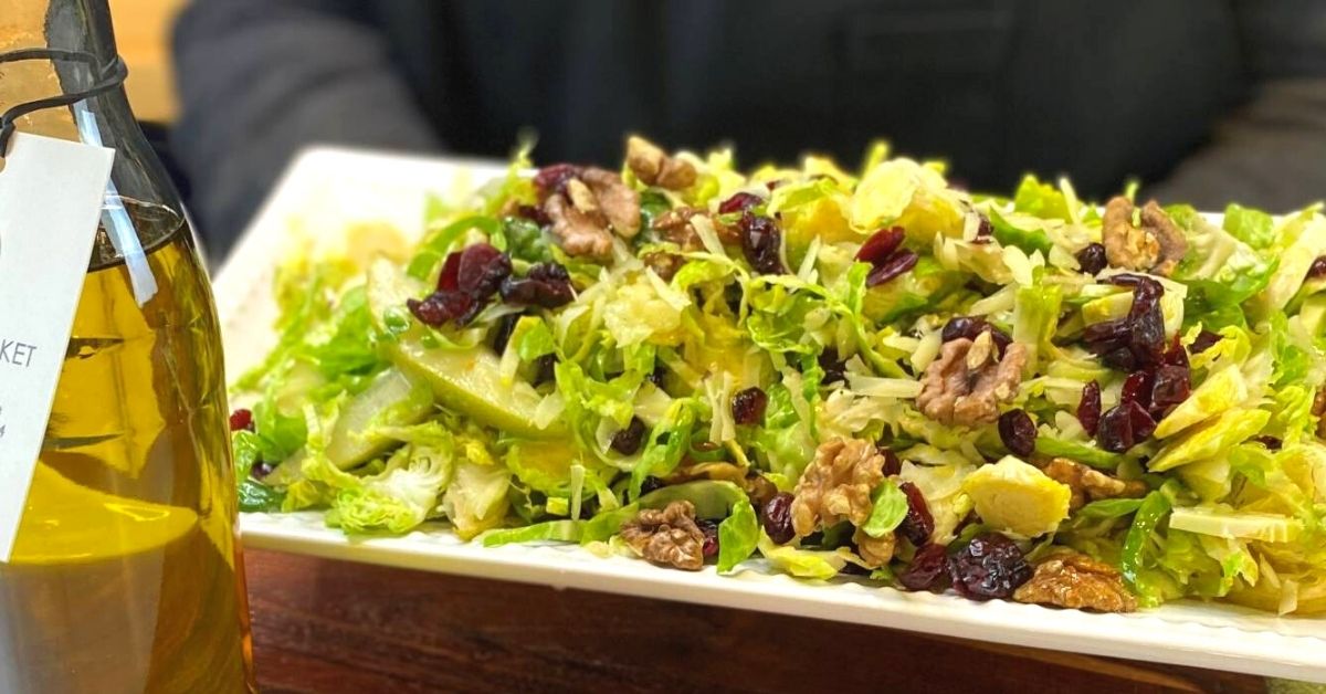 Brussels Sprout Salad With Lemon Rosemary & Cranberry Pear Dressing