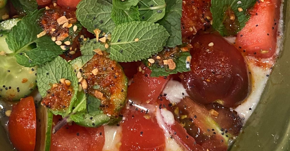 Spicy Watermelon Prosciutto Salad With Lime Yogurt