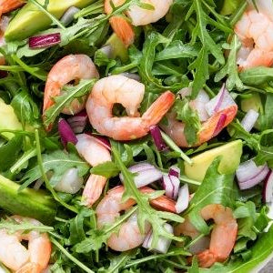 Simple Shrimp & Avocado Arugula Salad