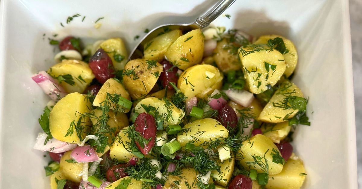 Greek(ish) Potato Salad with Herb Vinaigrette