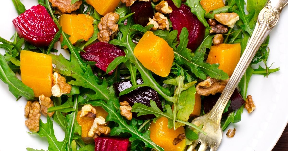 Roasted Beets With Walnuts & Honey Mustard Vinaigrette