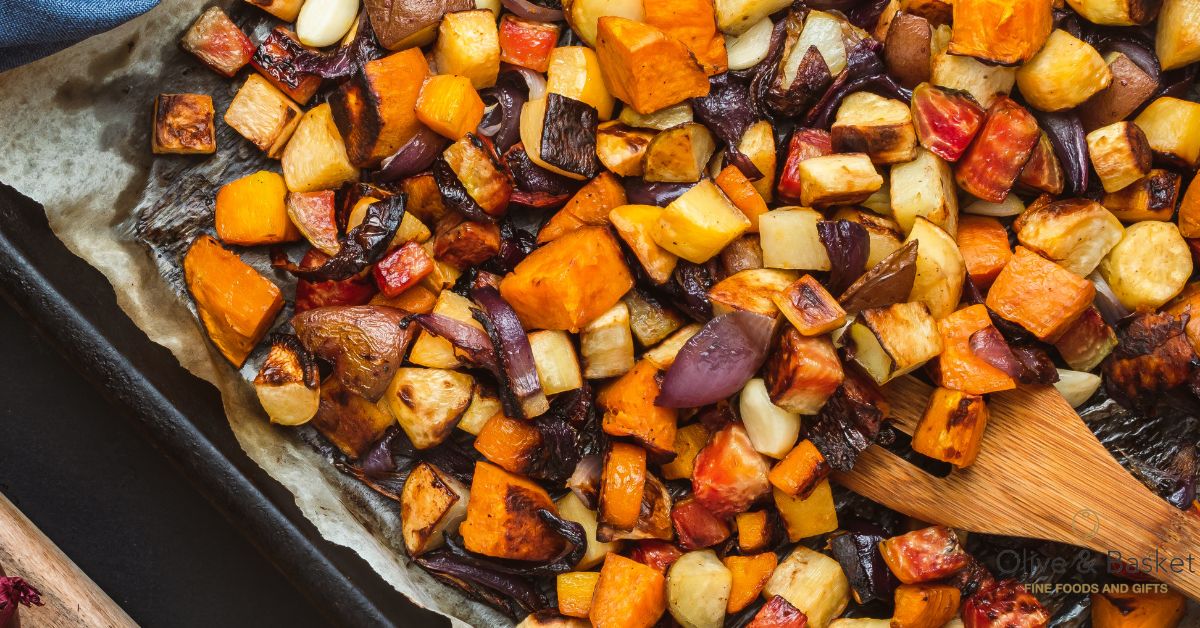 fall veggies with olive oil and balsamic vinegar