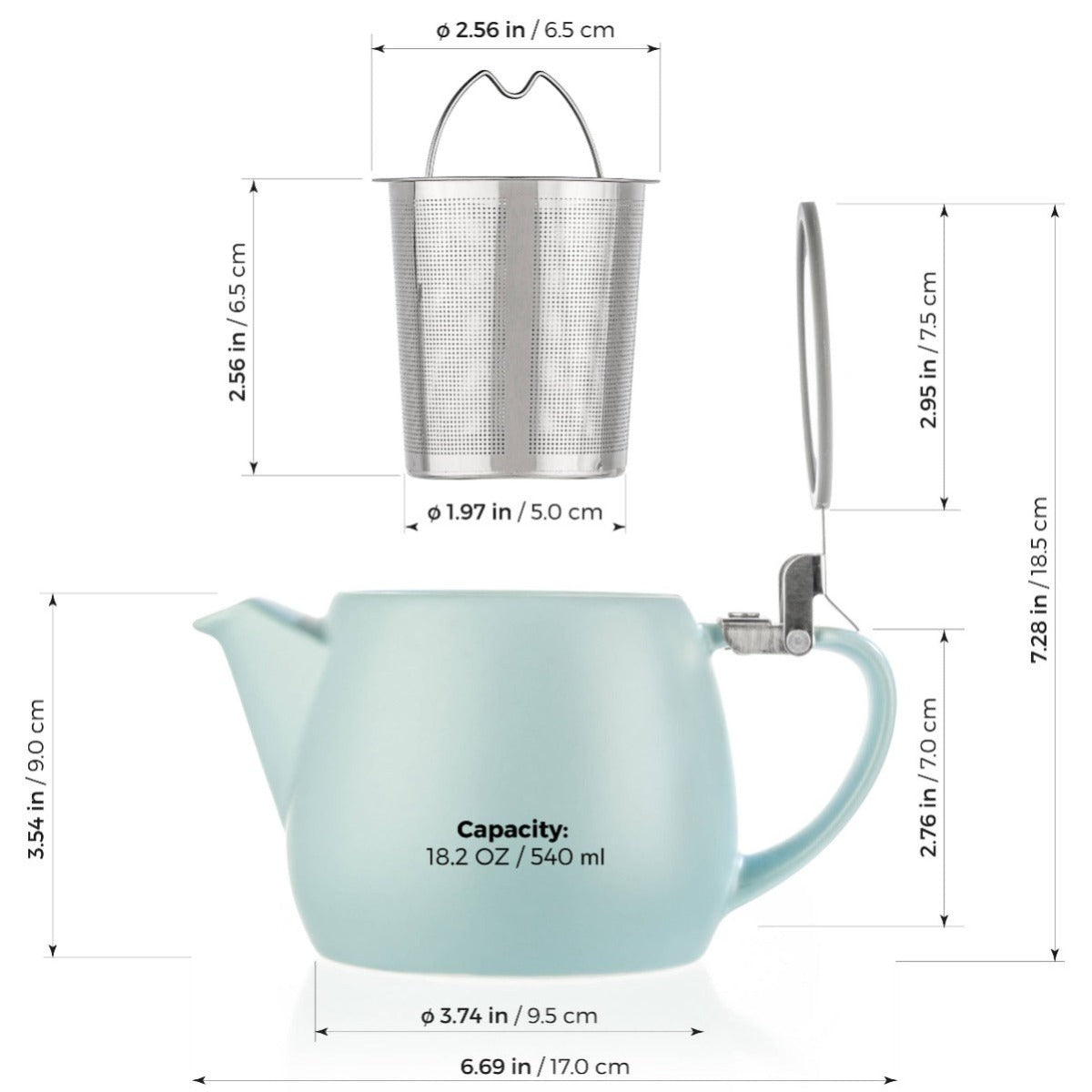 Pluto Turquoise Porcelain Teapot 18.2oz