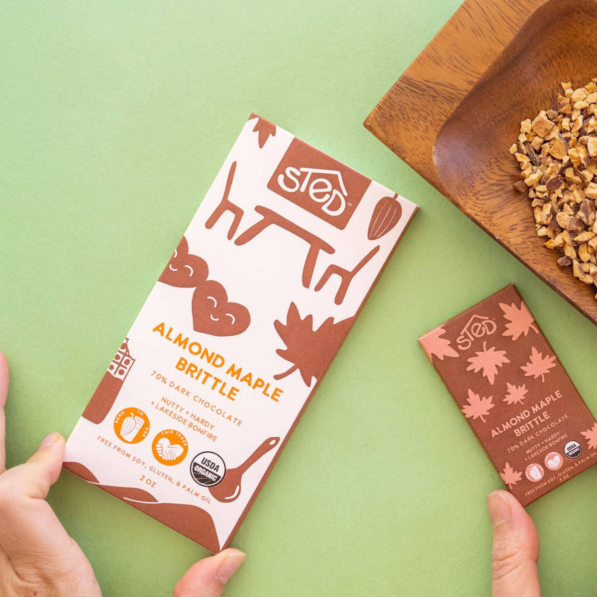 almond maple brittle chocolate bar