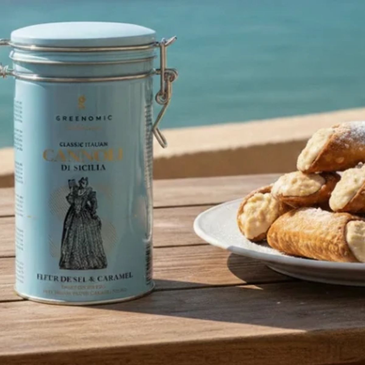 tin of cookies and a plate of cookies
