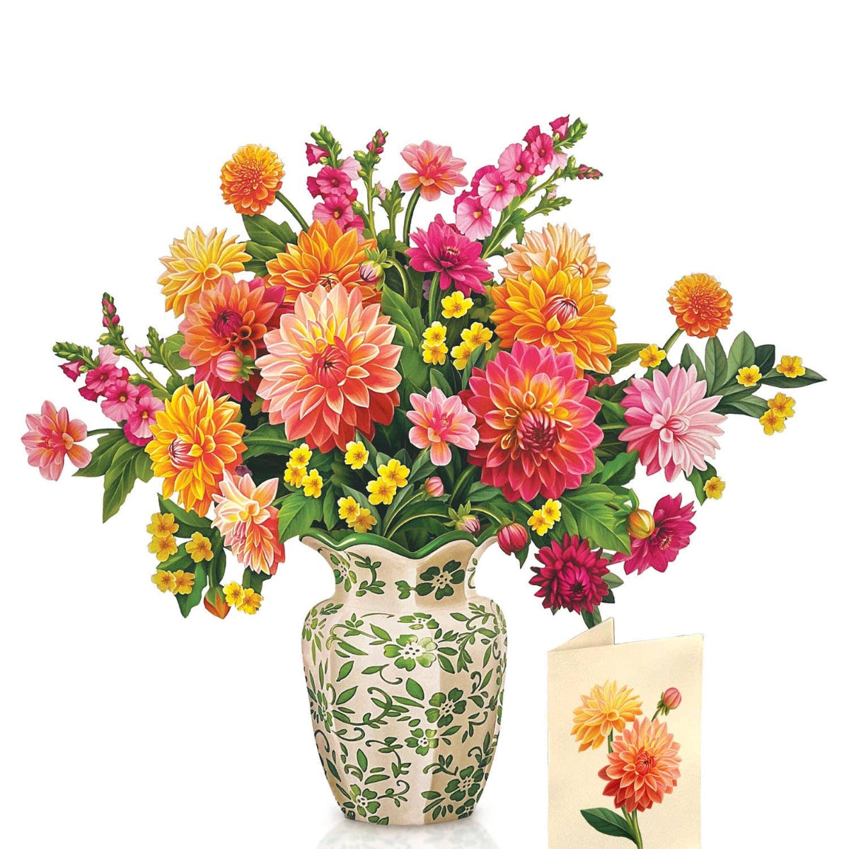 Colorful bouquet of flowers in a decorative vase on a white background