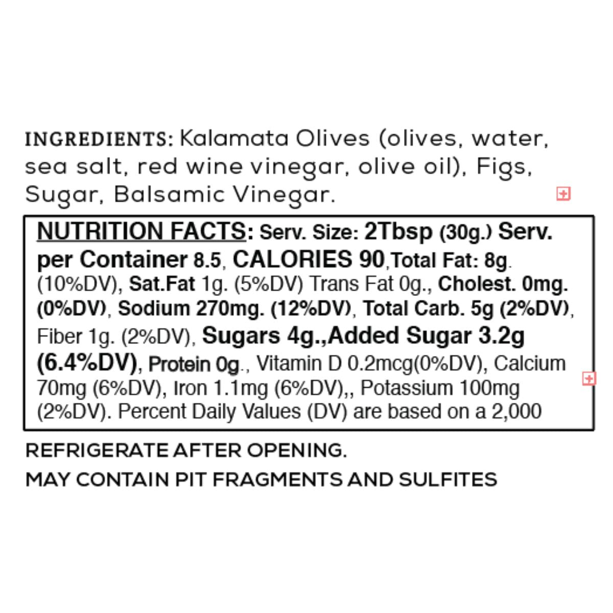 Nutrition facts label for a food product with ingredients listed.