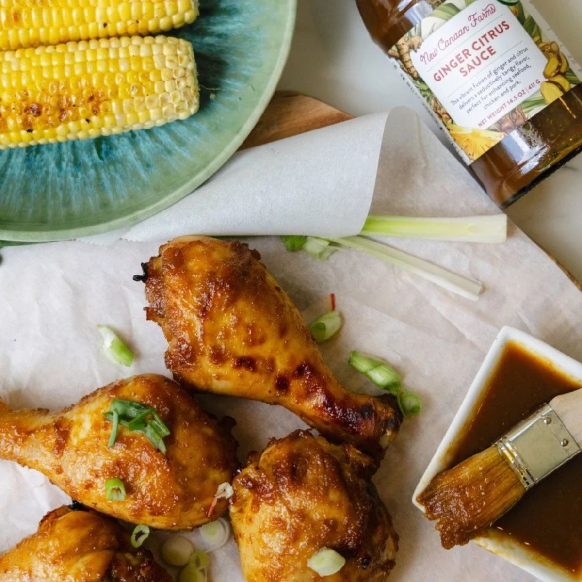 chicken coated with ginger citrus sauce