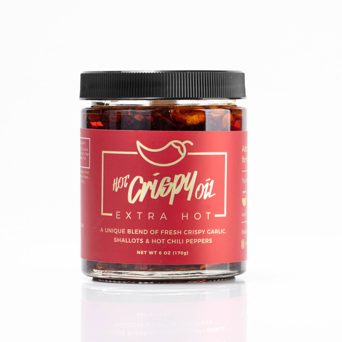 Jar of 'Hot Crispy Extra Hot' on a white background