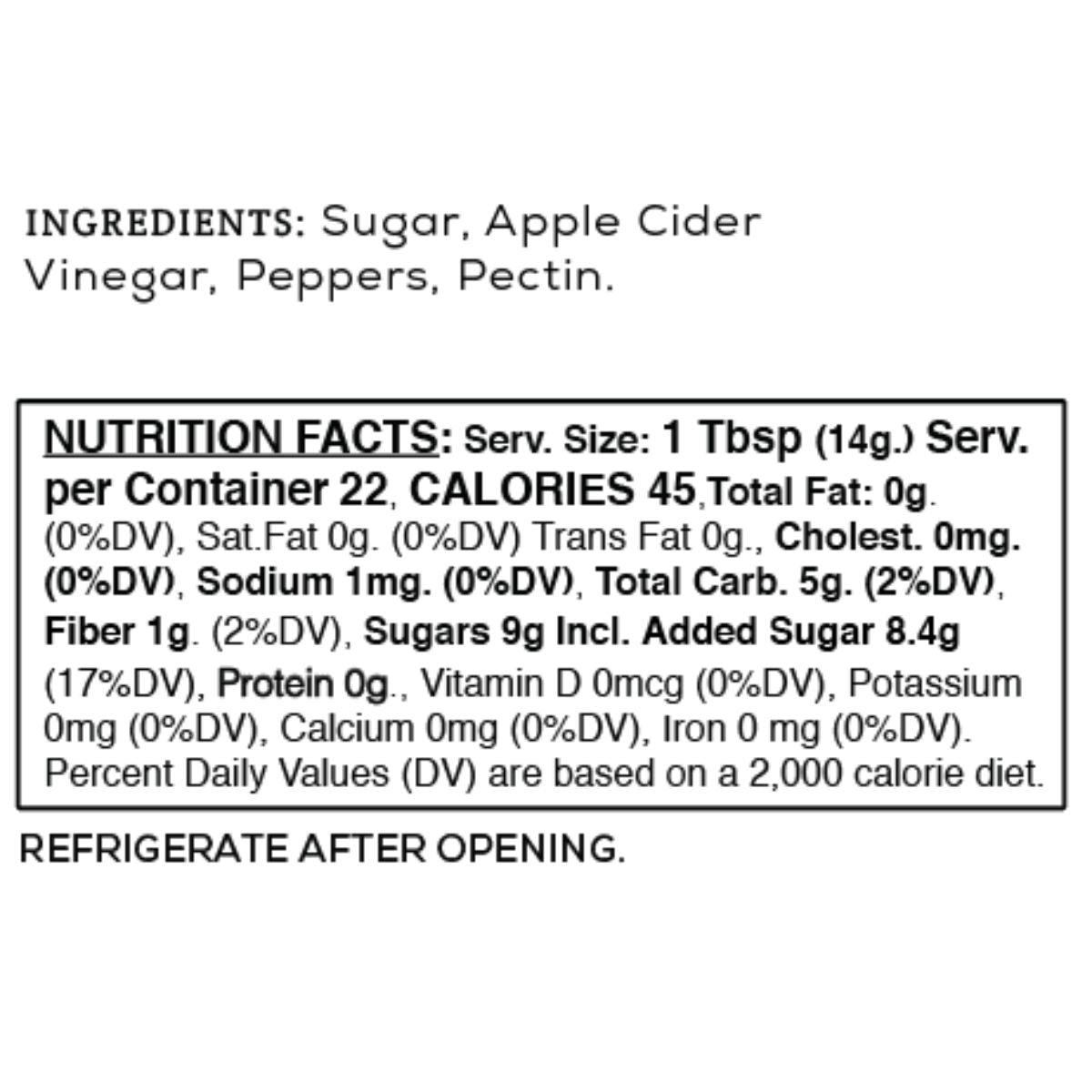 Ingredients and nutrition facts label for a product on a white background
