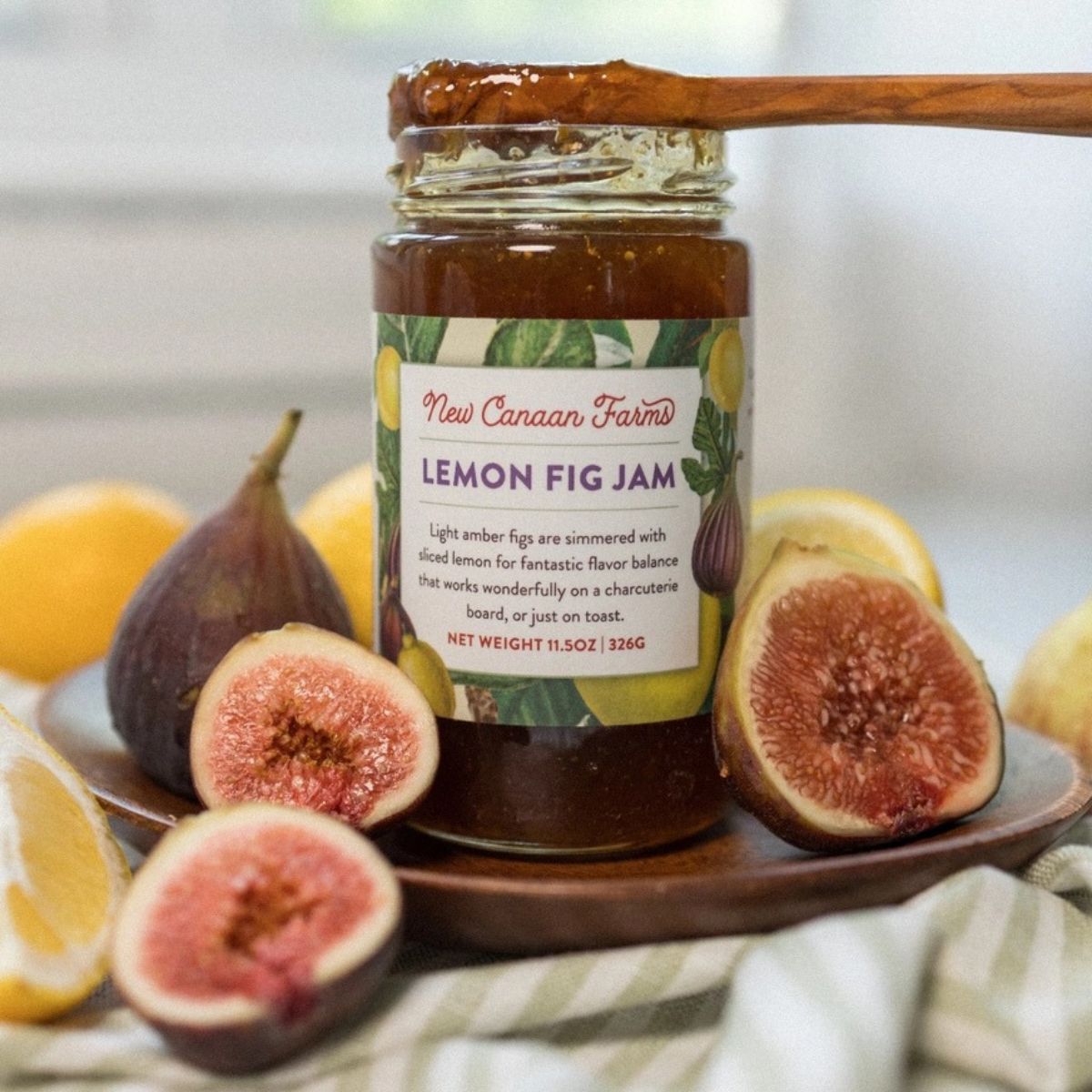 jar of lemon fig jam with spoon
