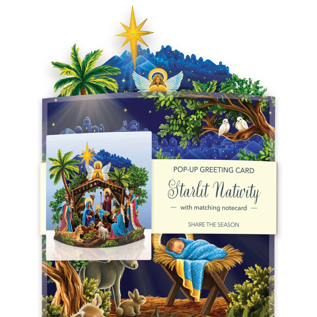 Pop-up nativity scene greeting card with matching notecard by freshcut paper