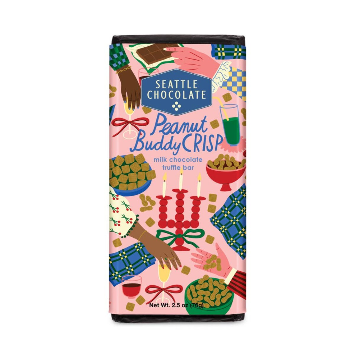 Peanut Buddy Crisp Truffle Bar- Holiday Chocolate Bar