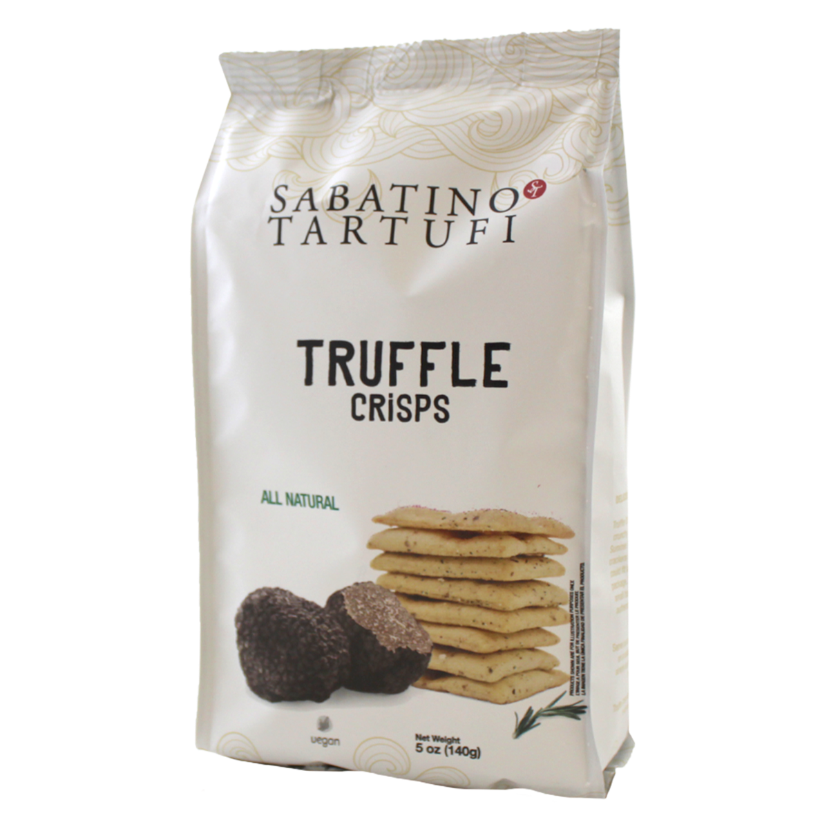 Sabatino Tartufi truffle crisps packaging on a white background