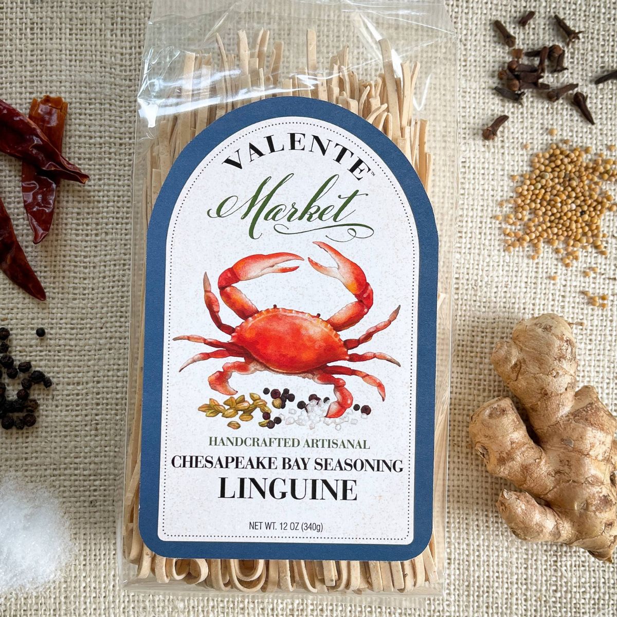 Chesapeake Bay Seasoning Linguine- Handcrafted Pasta, Delicious with shrimp