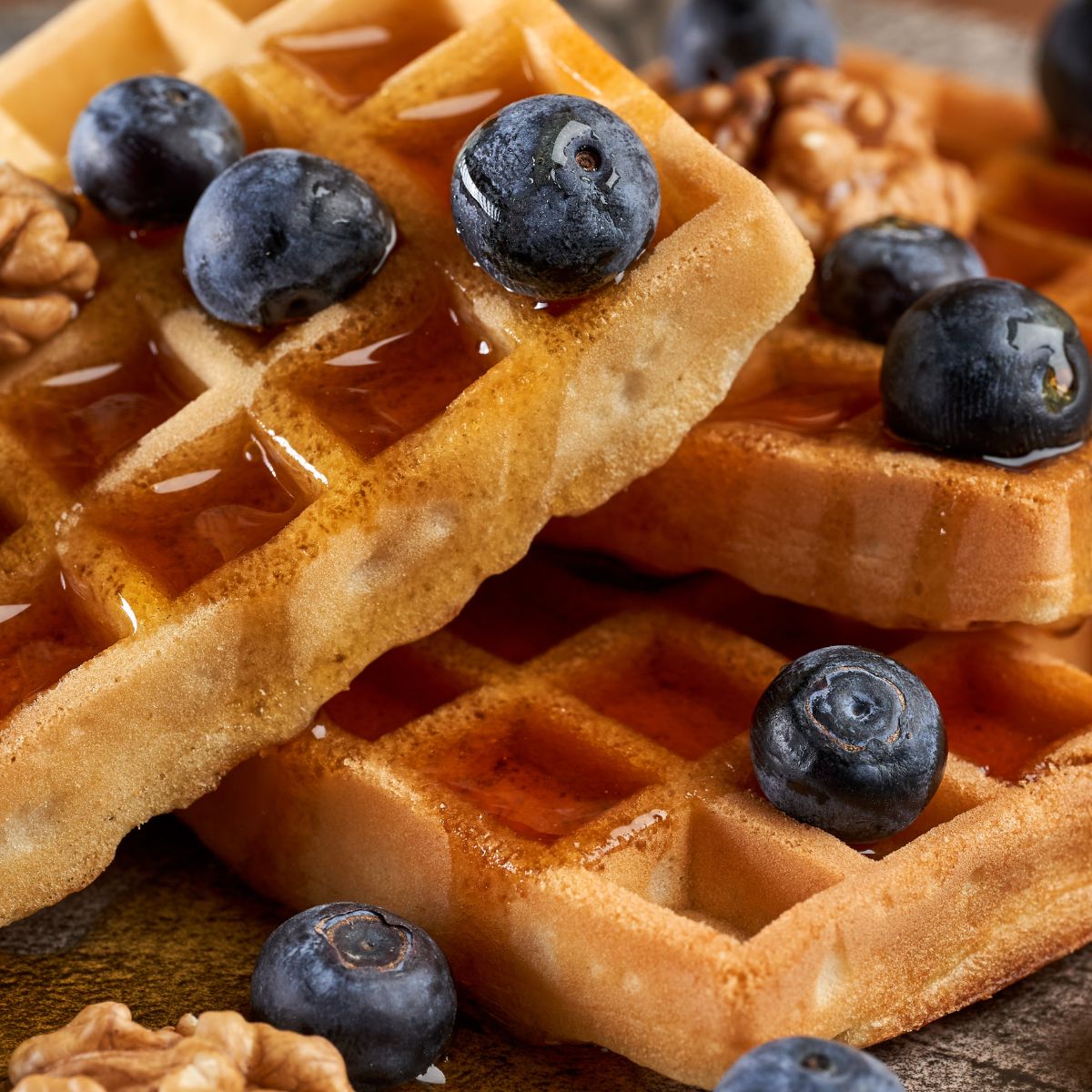 WAFFLES WITH MAPLE SYRUP