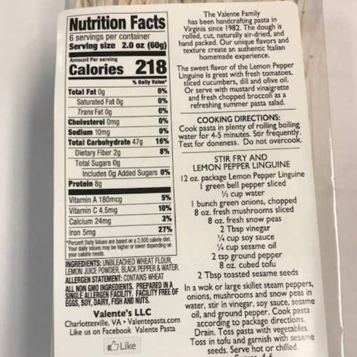 Lemon Pepper Linguine- Handcrafted Pasta