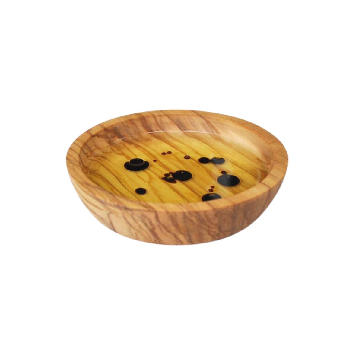 dipping olive wood bowl, olive and basket, naturally med
