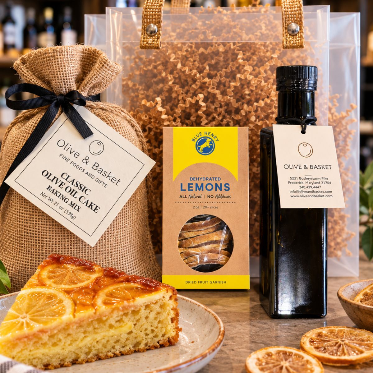 Meyer Lemon Olive Oil Cake Gift Set | Olive & Basket