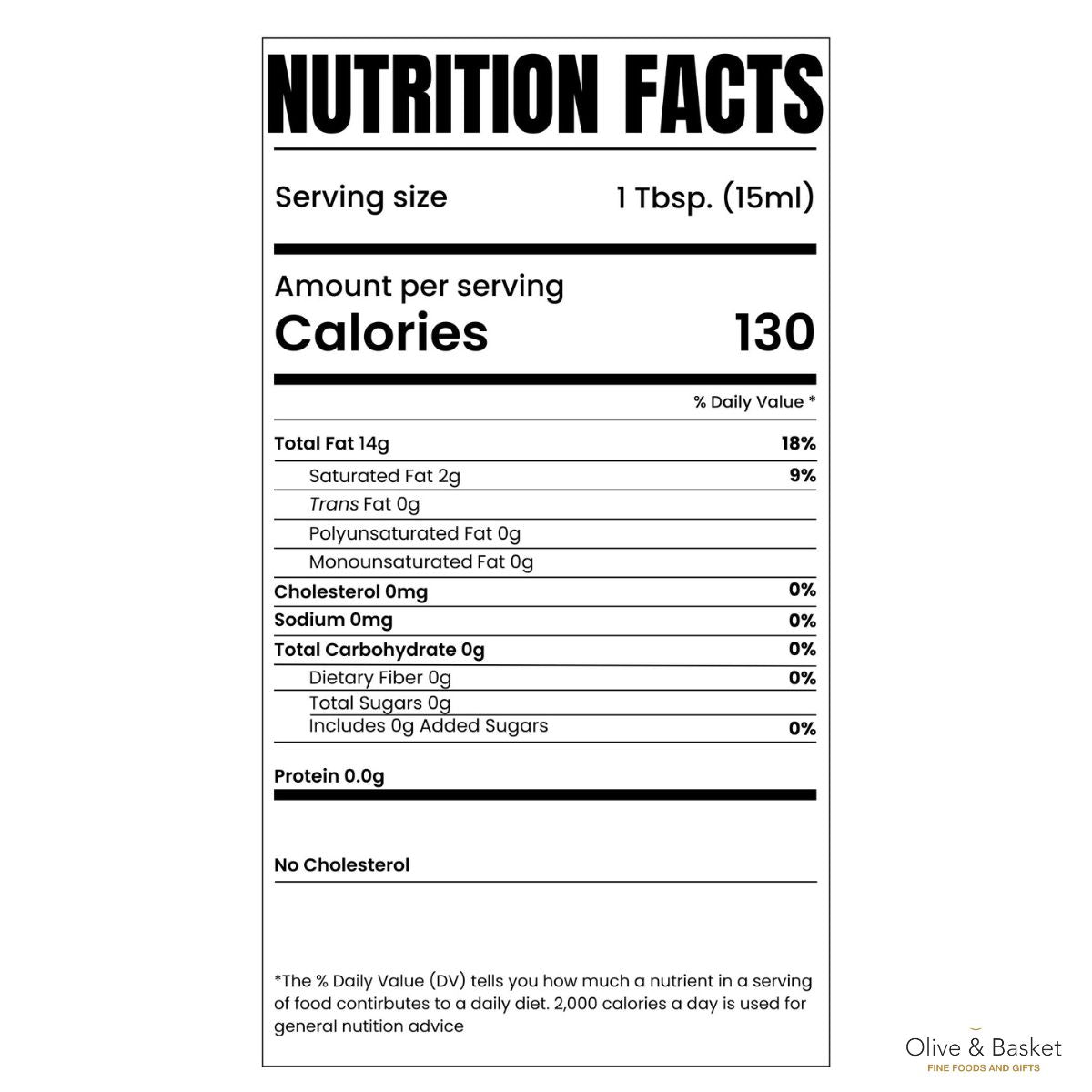 Nutrition facts label for a product with serving size, calories, and nutritional content details.
