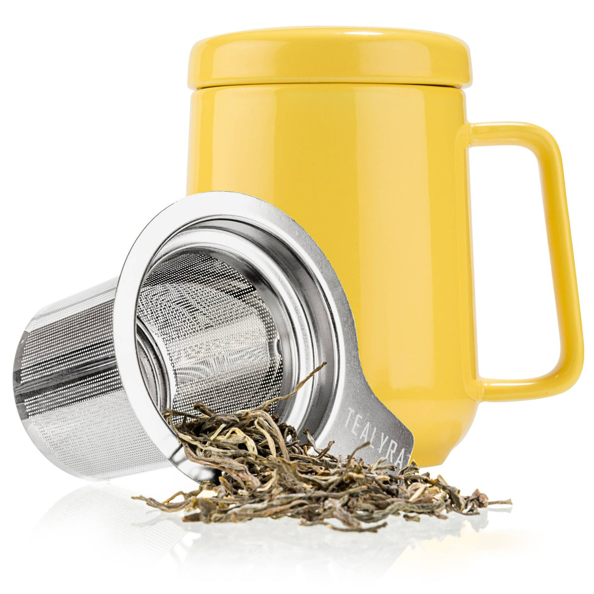 Yellow Porcelain Mug With Infuser 19oz- A great gift for the tea lover