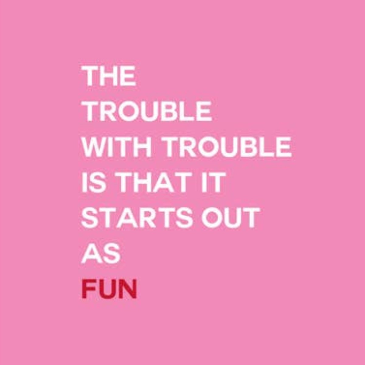 &quot;The Trouble With Trouble is That it Starts Out As Fun&quot; Napkins- A great hostess gift Media 1 of 1
