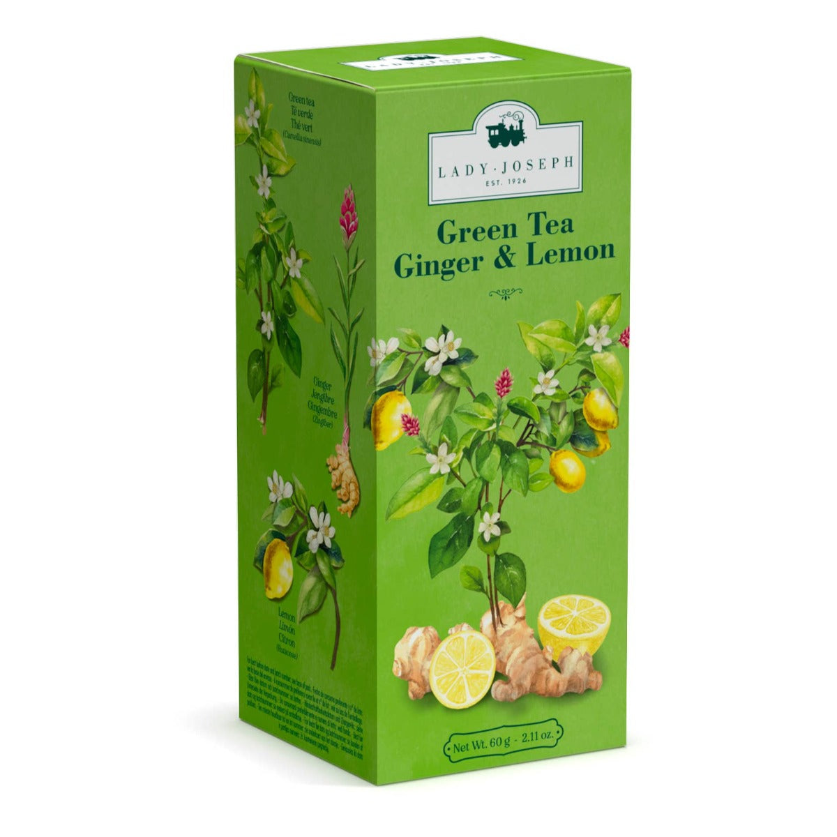 Green tea with ginger and lemon, lady joseph, olive and basket