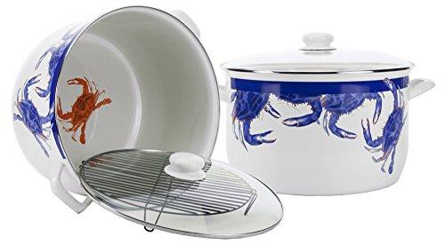 Blue &amp; White Crab Pot  Golden Rabbit Kitchen &amp; Specialty Items Olive &amp; Basket