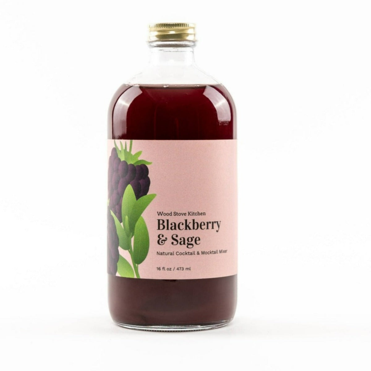 blackberry and sage mocktail mix, olive and basket, wood stove kitchen