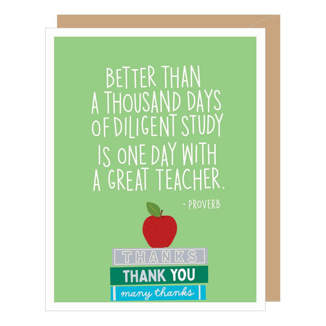 One Day With A Great Teacher Quote, Thank You Card