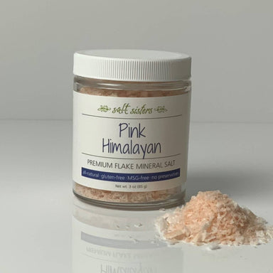 pink Himalayan flake salt , salt sisters, olive and basket