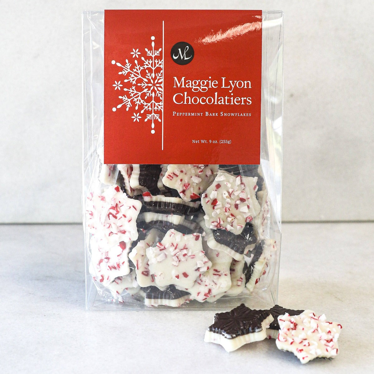 Dark and White Chocolate Peppermint Bark Snowflakes-Olive & Basket