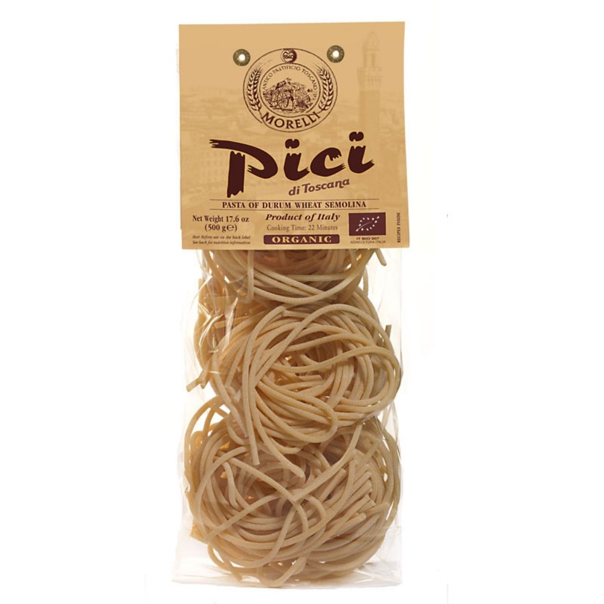 pici pasta, great with spicy red sauce, olive and basket, Antico Pastificio Morelli