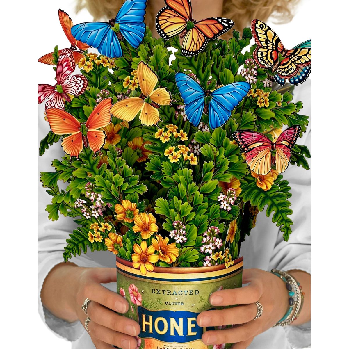 Butterflies &amp; Buttercups (Pop-up Greeting Cards)- The perfect gift , olive and basket., freshcut flowers in paper