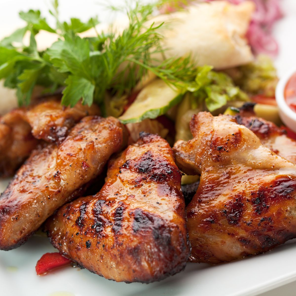 chicken wings and habanero olive oil, olive and basket