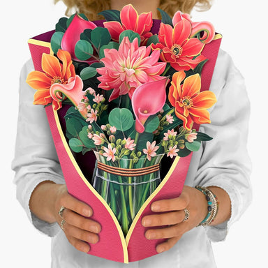 Dear Dahlia (Pop-up Greeting Cards)- The perfect gift, olive and basket. fresh cut paper flowers