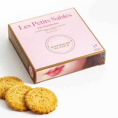 french shortbread cookies with raspberry chips