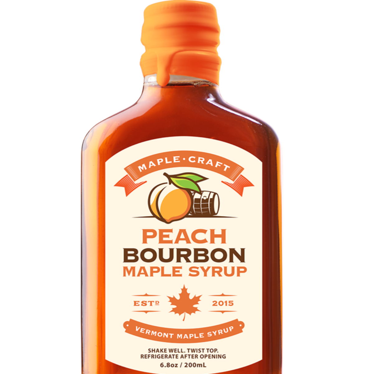 Peach Bourbon Maple Syrup- Perfect for ice cream or pancakes