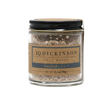 smoked salt from j. q. dickinson, 7th generation salt producers, handcrafted, hand harvested, olive and basket